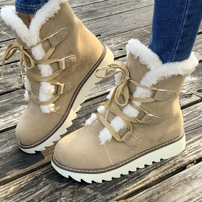 Rosemarie | Damen Winterstiefel mit Schnürung, Plateau & Warmem Innenfutter