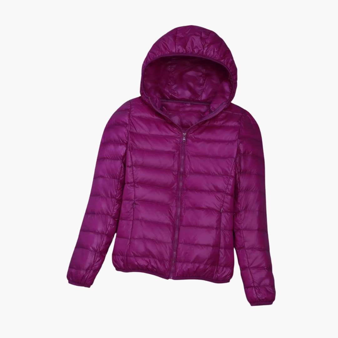 Frauen Stepp jacke mit Kapuze und durchgehendem Reißverschluss