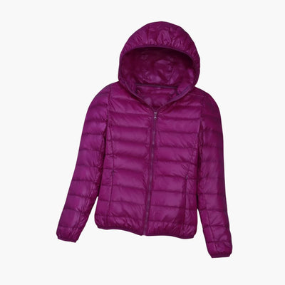 Frauen Stepp jacke mit Kapuze und durchgehendem Reißverschluss