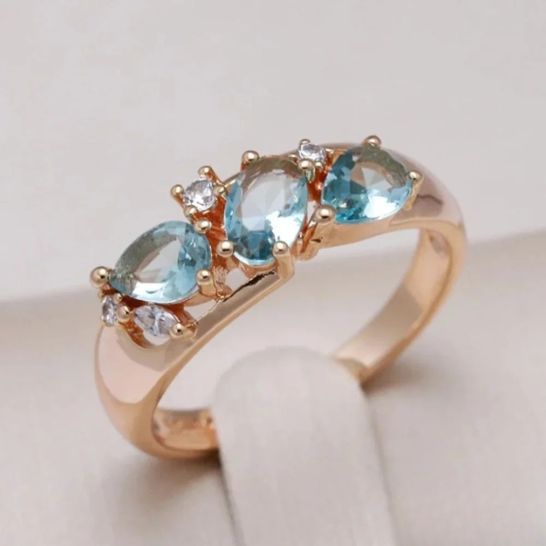 Blauer Zirkonia Goldring