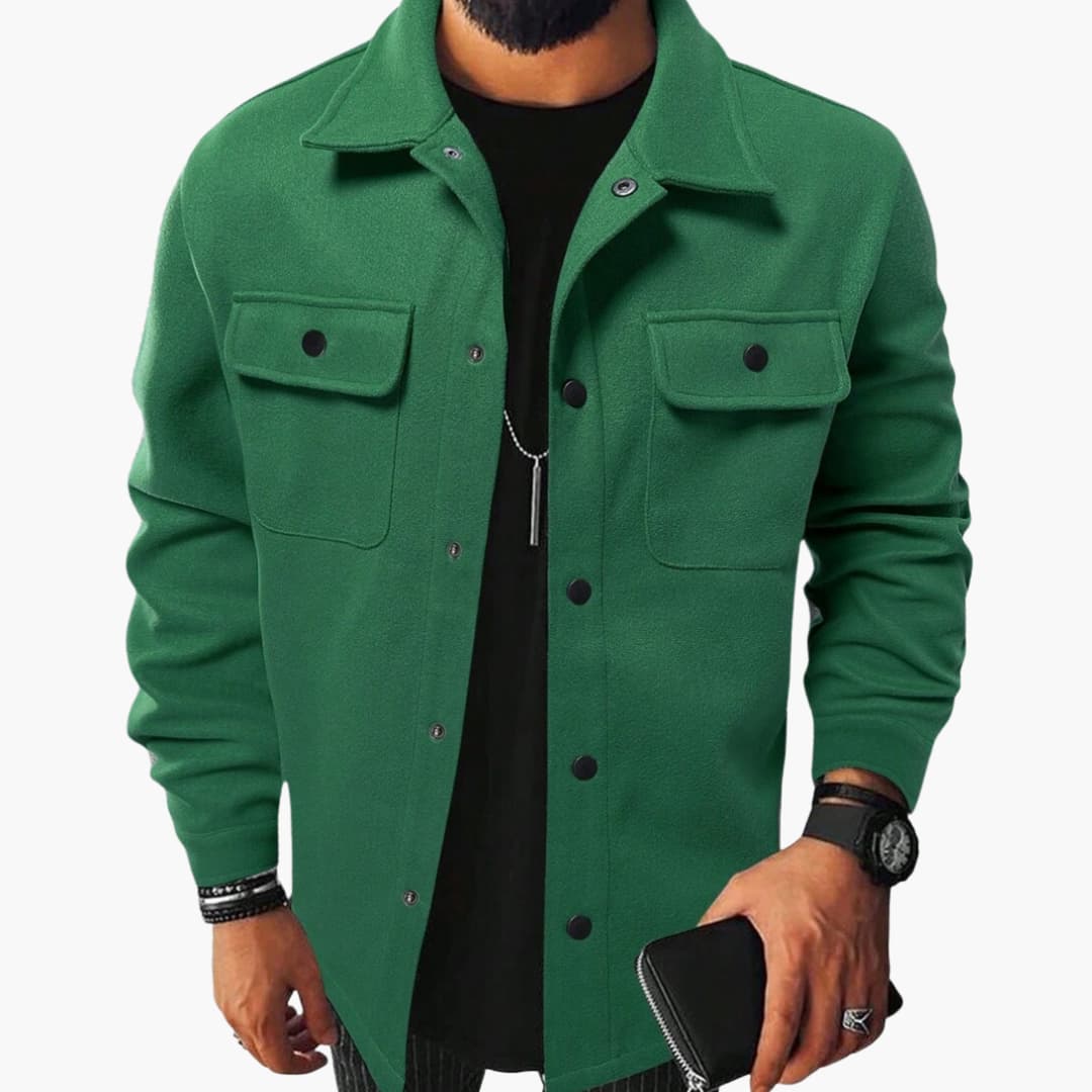 Herren hemd mit Knopfleiste Brusttaschen und langen Ärmeln