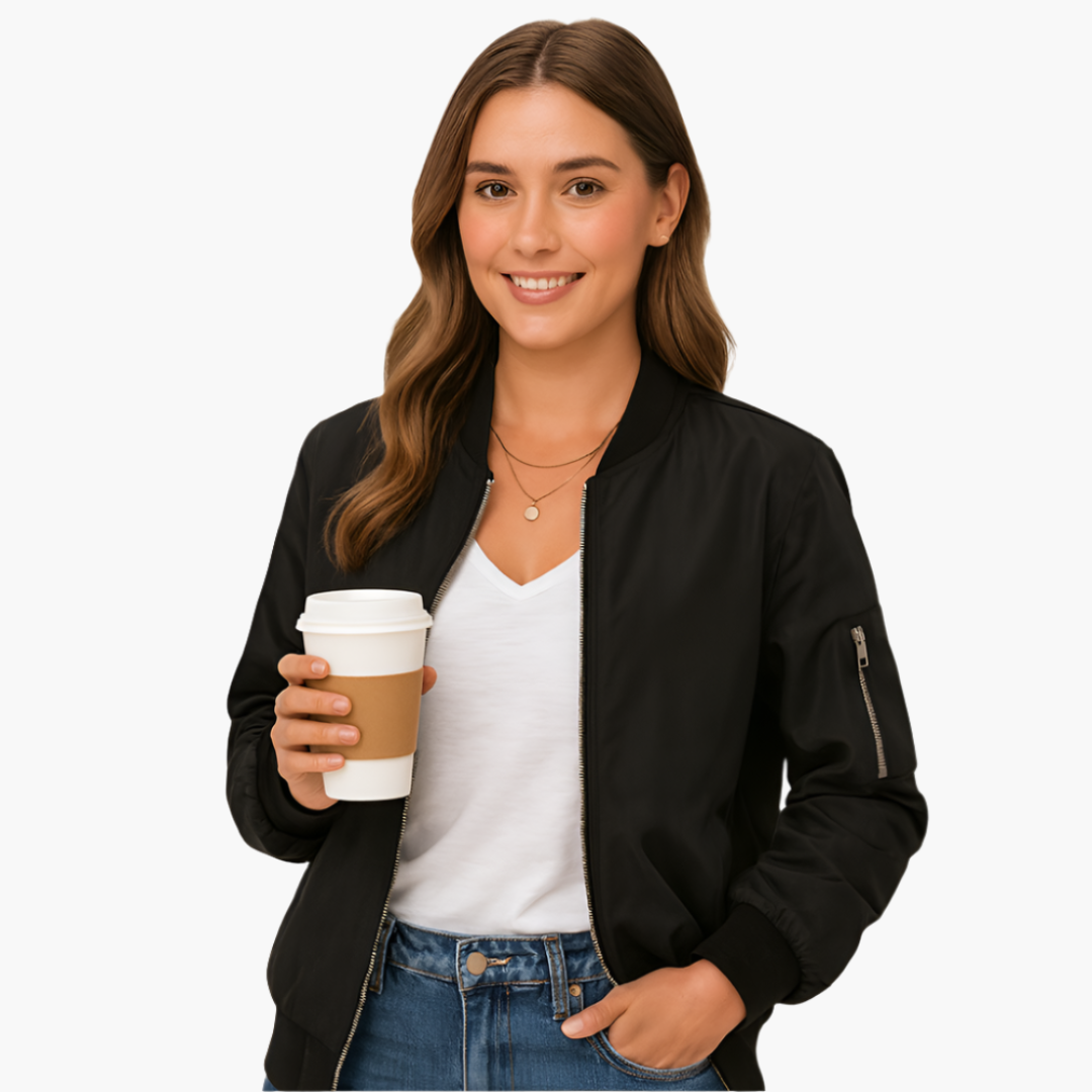 Damen Bomberjacke mit langen Ärmeln