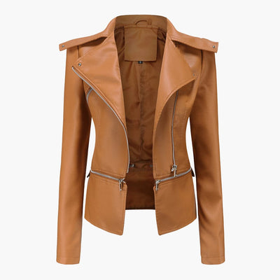 Damenjacke mit Reißverschluss vorne und Reverskragen