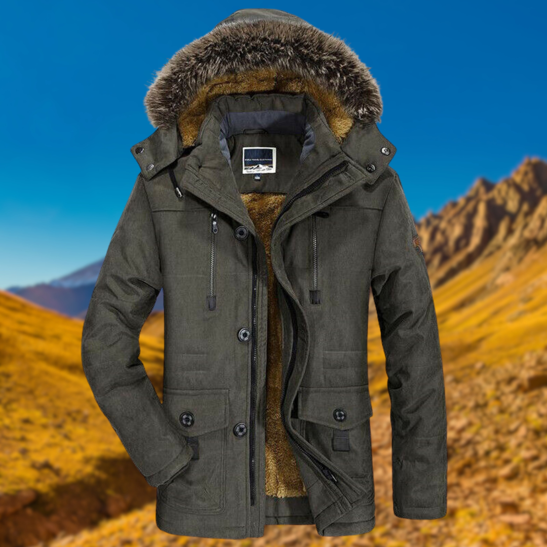 Herren Winterparka Mit Warmem Innenfutter Und Funktionalem Design