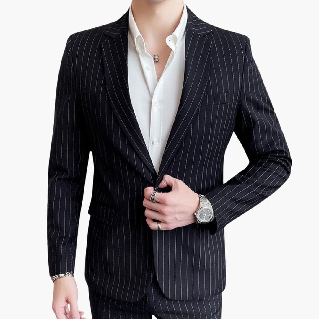 Herren Anzug mit Nadelstreifen und Slim Fit Sakko