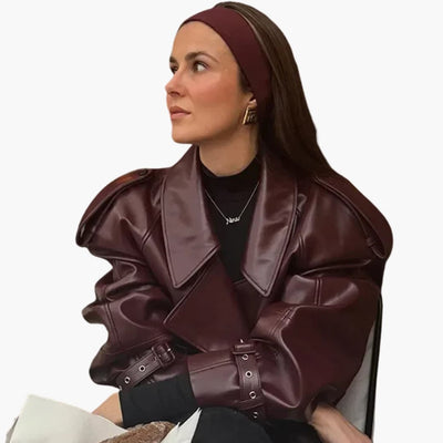 Damen Kurzjacke mit Reverskragen und Frontreißverschluss