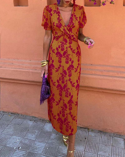 Angelina - Atemberaubendes V-Ausschnitt Midikleid
