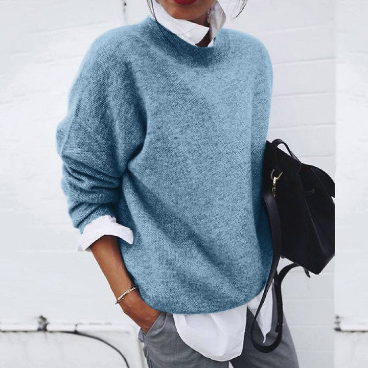 Martha | Damen Strickpullover Einfarbig mit Rundhals & Weichem Material für Eleganten Look