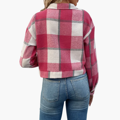 Damen Karierte Jacke mit Knopfverschluss