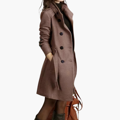 Damen Trenchcoat mit Gürtel und doppelten Knöpfen