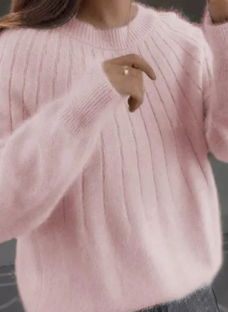 Damen Kaschmirpullover Mit Flauschigem Strickdesign