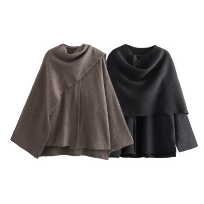 Natalie | Damen Poncho Asymmetrisch aus Wolle, Elegant & Ideal für den Winter