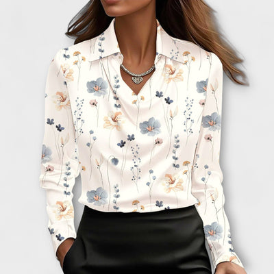 Lira - Schimmernde Bluse mit Rüschendetail am Kragen
