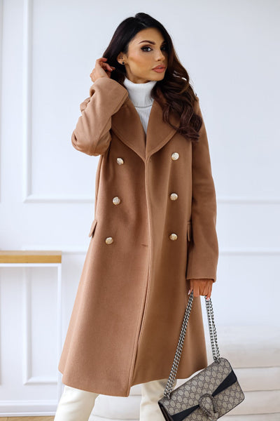 Marleen | Damen Trenchcoat Lang mit Knopfleiste & Reverskragen