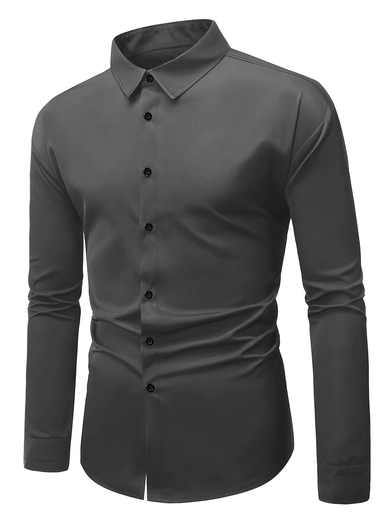 Herren Slim Fit Hemd Mit Langem Ärmel