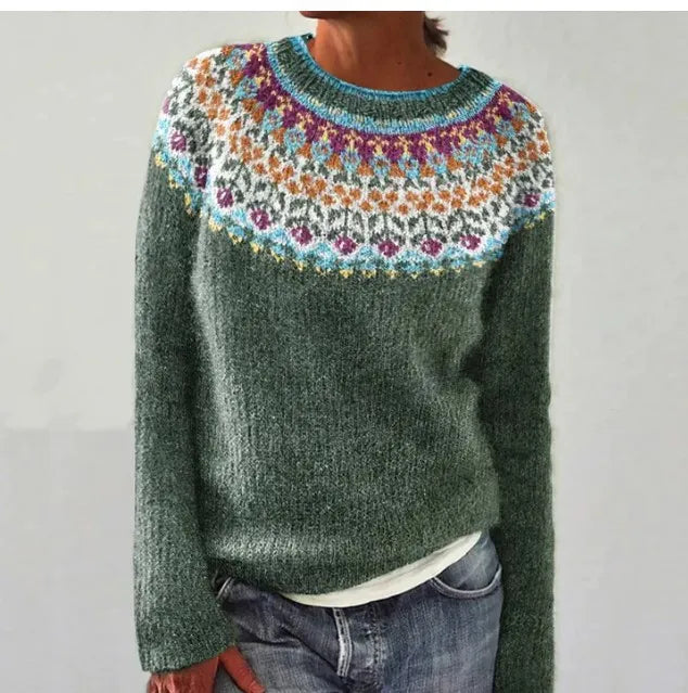 Lexi - Retro Nordisches Muster Herbstpullover