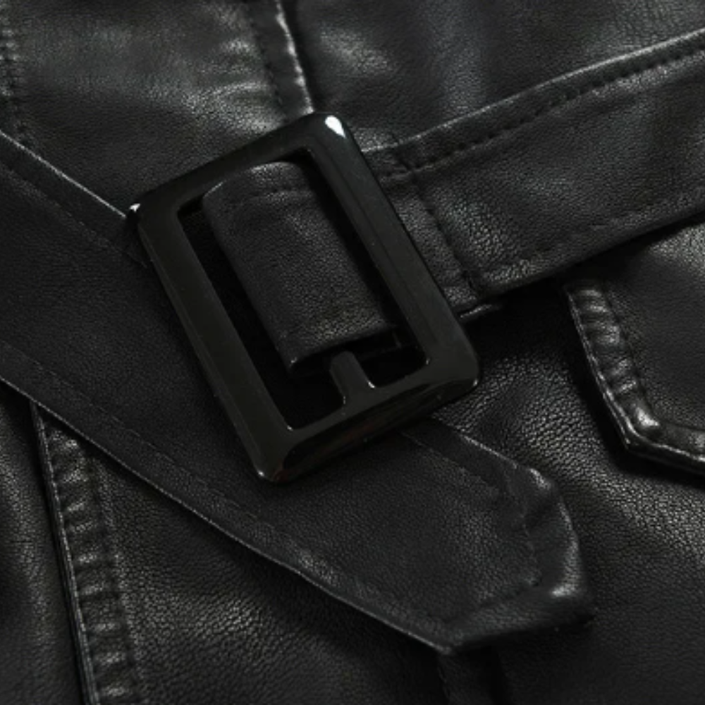 Paulin® | Elegante lange Motorradlederjacke