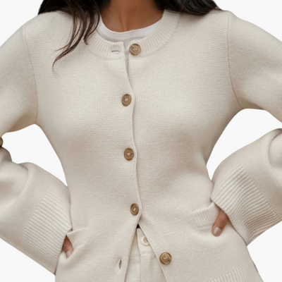 Damen Strickjacke mit Knöpfen und Rundhalsausschnitt