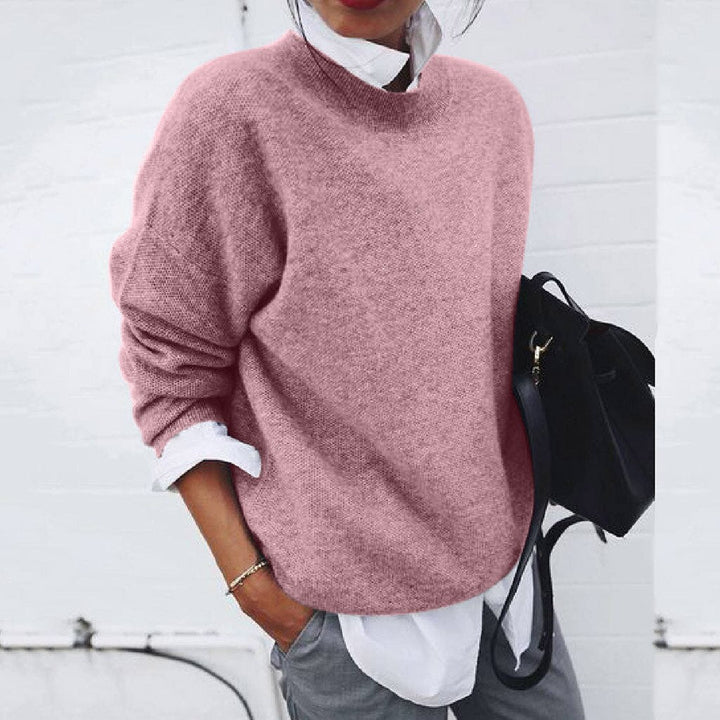 Martha | Damen Strickpullover Einfarbig mit Rundhals & Weichem Material für Eleganten Look