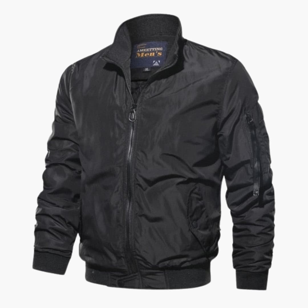 Herren Bomber jacke mit Reißverschluss und geripptem Saum