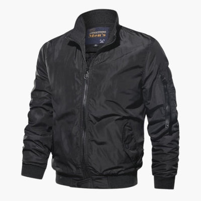 Herren Bomber jacke mit Reißverschluss und geripptem Saum