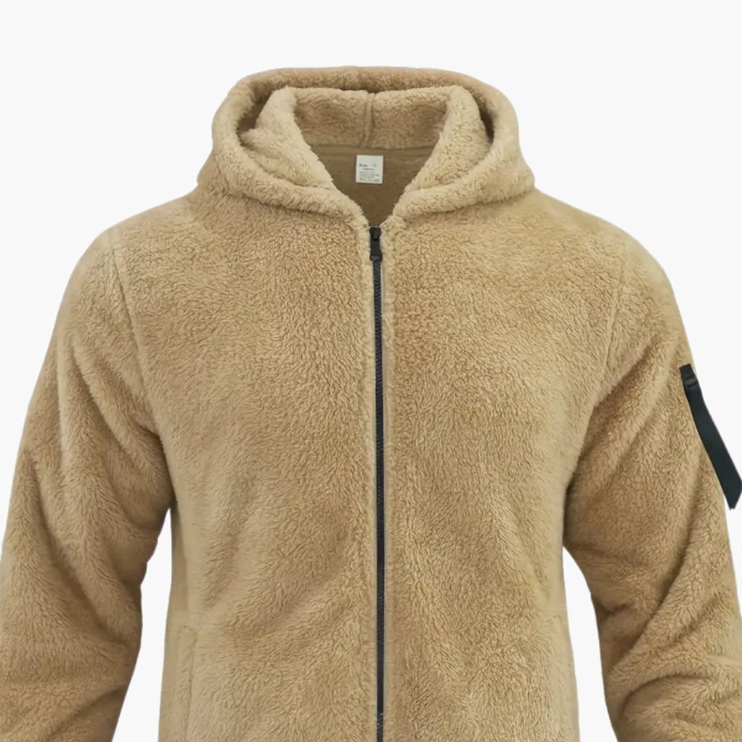 Herren Teddy jacke mit Reißverschluss und langen Ärmeln