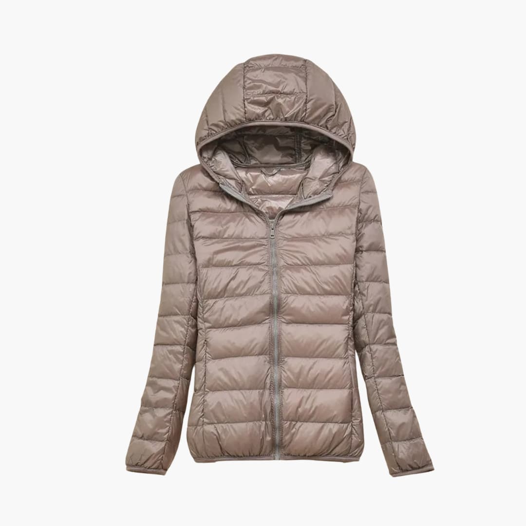 Frauen Stepp jacke mit Kapuze und durchgehendem Reißverschluss