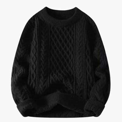 Damenpullover mit Rundhalsausschnitt und Zopfstrick-Oberfläche