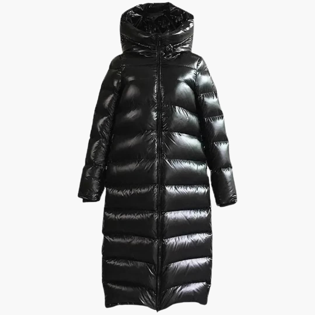 Damen Daunenjacke mit Kapuze und Reißverschluss in voller Länge