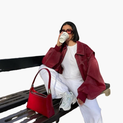 Damen Oversized Jacke mit langen Ärmeln und Kontrastnähten