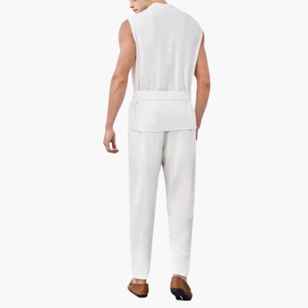 Herren Sommer Set mit ärmelligem Top und Gürtelhose