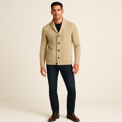 Herren Kaschmir Cardigan Mit Klassischem Design