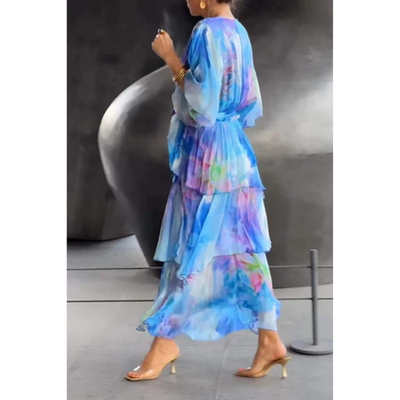 Damen Wickelkleid Mit Lagenmuster | Midi