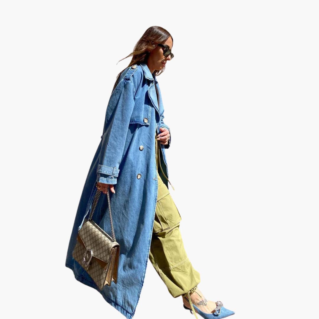 Langer Trenchcoat mit Gürtel für Damen