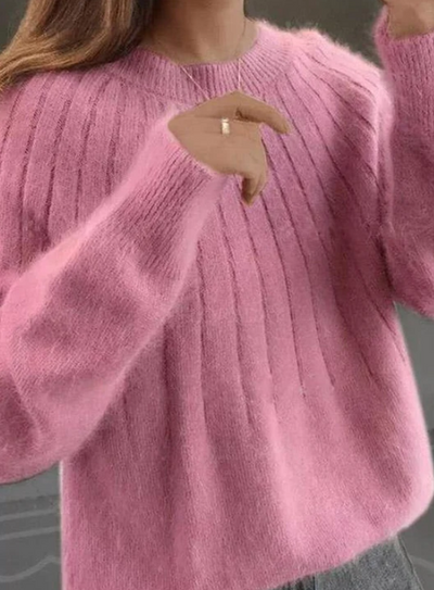 Damen Kaschmirpullover Mit Flauschigem Strickdesign