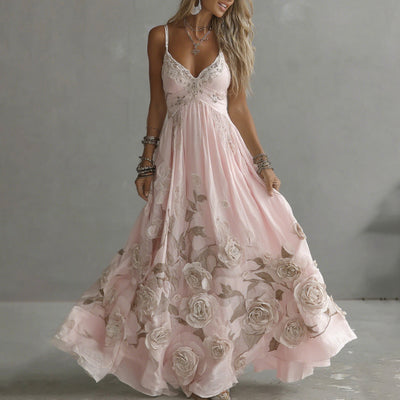 Adeluna – Maxi Kleid Mit Oldtimer Rosen Und Stickerei