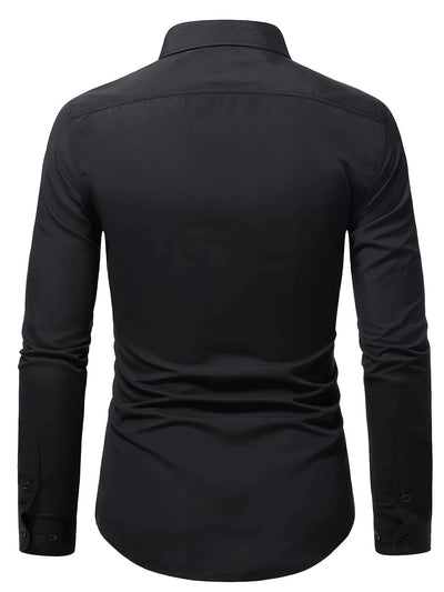 Herren Slim Fit Hemd Mit Langem Ärmel
