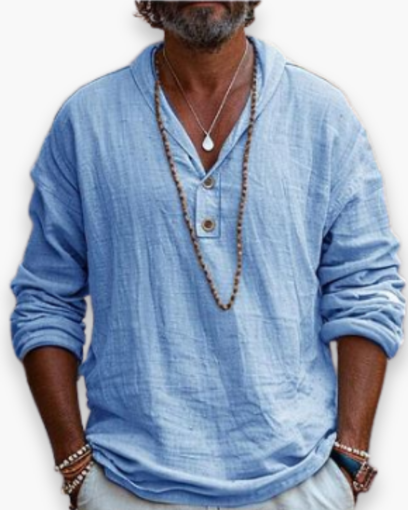 Herren Stilvolles Langarmhemd | Popover Hemd