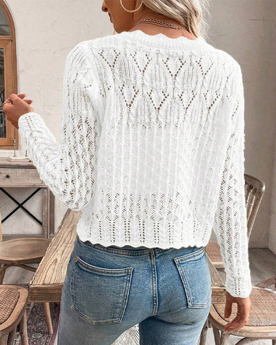 Damen Strickjacke Mit Rundhalsausschnitt Und Knopfleiste