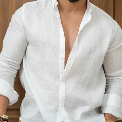 Sahari – Leichtes Leinenhemd für Herren mit offener Kragen