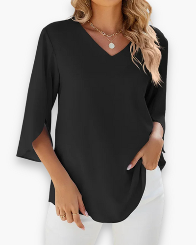 Damen Elegante V-Ausschnitt Bluse | Relaxed Fit für Festliche Anlässe