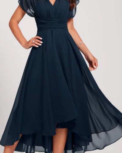 Damen Elegantes Ausgestelltes Kleid | Midi Cocktailkleid für Hochzeitsgast