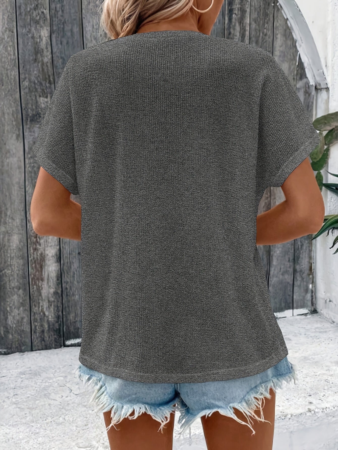 Marylou - Lässiges Rundhals Oberteil Mit Kurzen Ärmeln