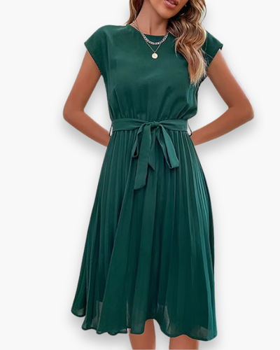 Damen Elegantes Plissee Kleid | Taille Schleife