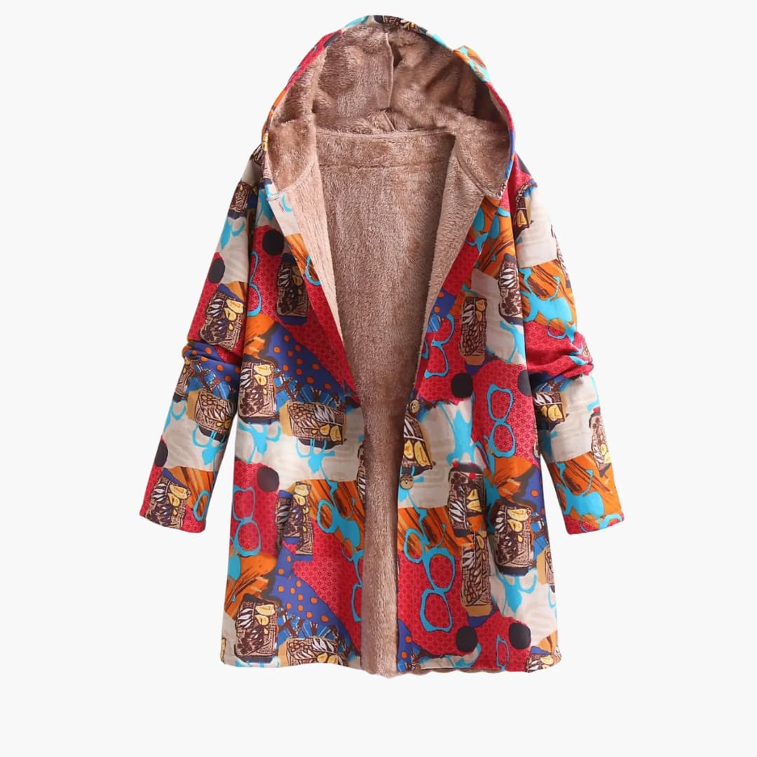 Damen jacke mit Kapuze und bedruckter Oberfläche