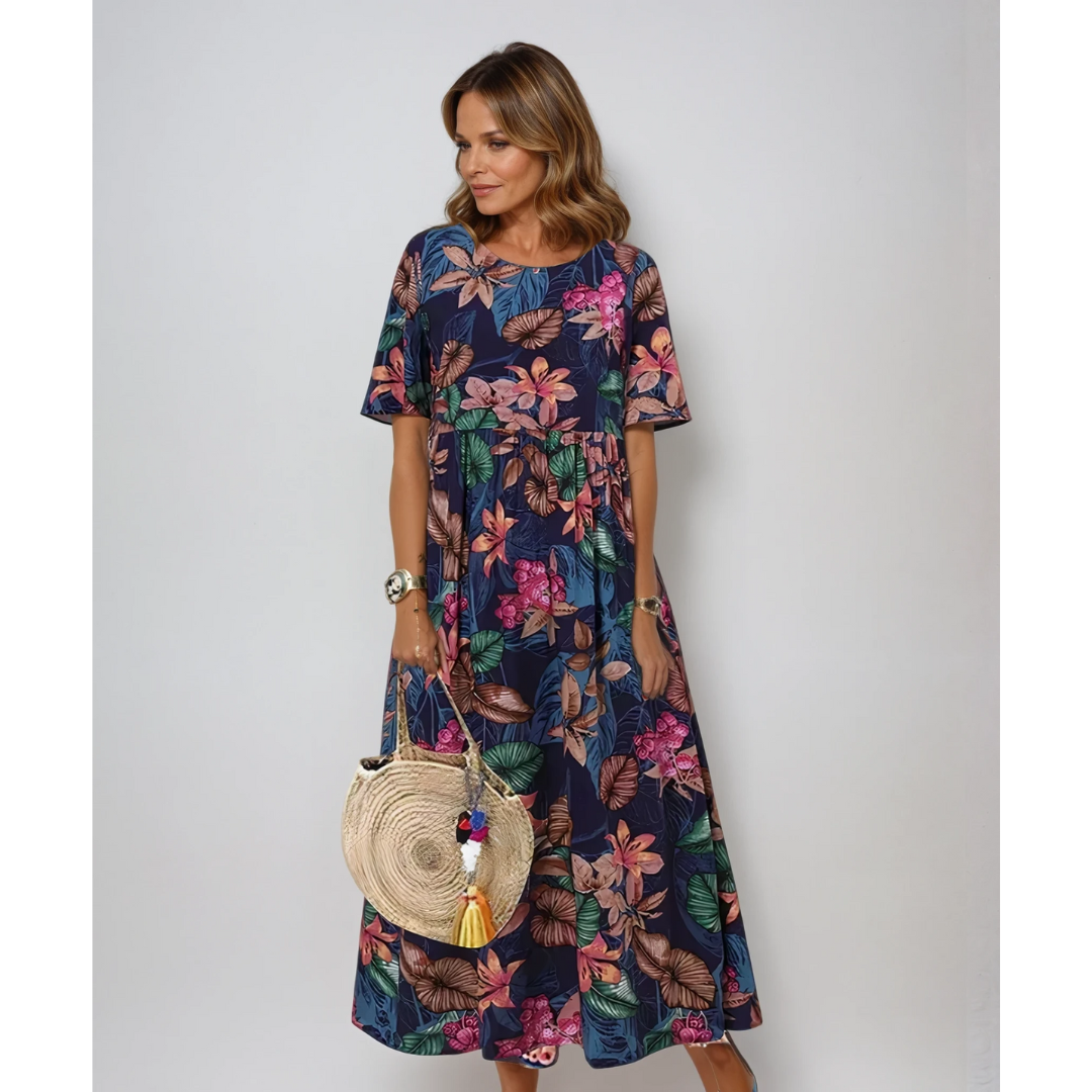 Damen Sommerkleid Mit Blumenmuster | Maxikleid