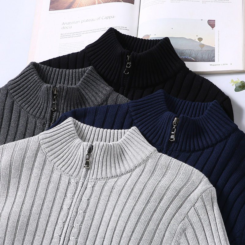 William | Herren Strickjacke mit Reißverschluss | Geripptes Design für Alltag & Freizeit