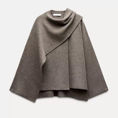 Natalie | Damen Poncho Asymmetrisch aus Wolle, Elegant & Ideal für den Winter