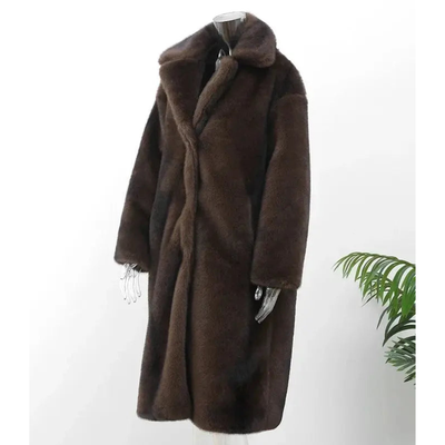 Damen Wintermantel Mit Kunstfell In Braun