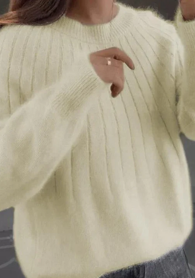 Damen Kaschmirpullover Mit Flauschigem Strickdesign